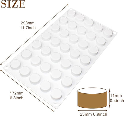 Funshowcase Mini Round Disc Silicone Mold Tray per Cavity 0.9x0.9x0.4inch 35 Cavities