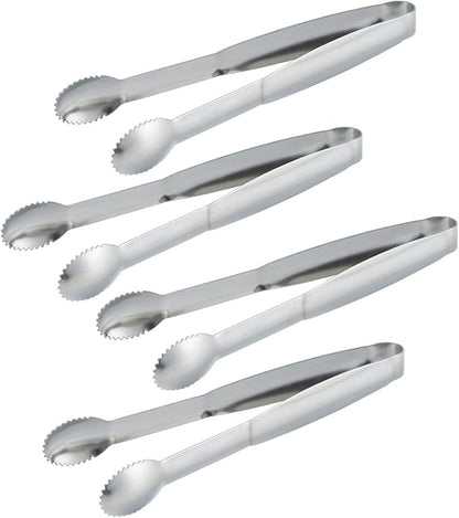 MSY BIGSUNNY 6" Premium Stainless Steel Sugar Cube Tongs Ice Tongs, Mini Serving Tongs Appetizers Tongs - Set of 4 (Silver)