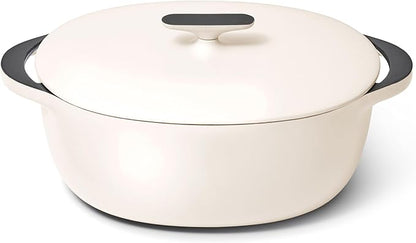 Caraway Enameled Cast Iron Dutch Oven - 8qt Dutch Oven With Lid - 3 Layer Enamel Coating - No Seasoning Required - Compatible With All Stovetops - Oven Safe - No Forever Chemicals - Cream