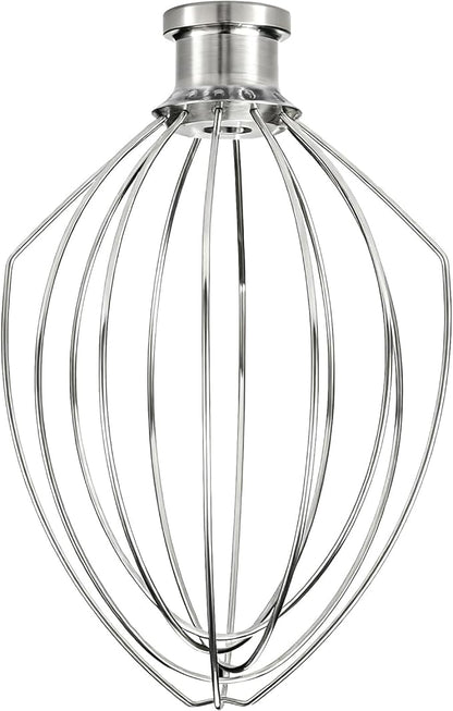 K5A 6 Wire Whip Attachment for KitchenAid 5 6 Quart Bowl Lift Stand Mixer, Dishwasher Safe, 18/8 Stainless Steel, 6 Wire Whip for K4, K5, K5SS, KSM5, KG25, KF26, KP50, KSM6573, Professional 6000