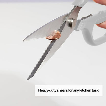 Misen Heavy Duty Kitchen Shears - Comfortable Ambidextrous Scissors for Meat, Poultry, Herbs & More - Easy to Clean - German Stainless Steel - Large | White