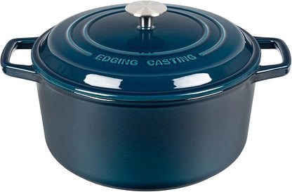 Enameled Cast Iron Dutch Oven Pot With Lid, Dutch Oven for Sourdough Bread Baking Round Pot Dule Handle, 6 Quart, Blue
