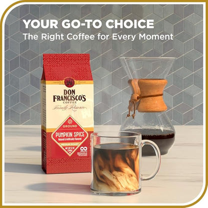 Don Francisco's Pumpkin Spice Ground Coffee, Medium Roast – Flavored 100% Arabica, 3-Pack (12 oz Bags), Premium Coffee for Drip, Pour Over & French Press