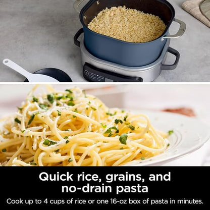 Ninja 10-in-1 Everyday Possible Cooker Pro 6.5-qt,Multi-Cooker,Slow Cooker, Slow Cook,Sear/Sauté,Braise,Keep Warm,White Rice,Brown Rice,Oats,Cooking Pot Midnight Blue, Base Gray/Stainlees Steel