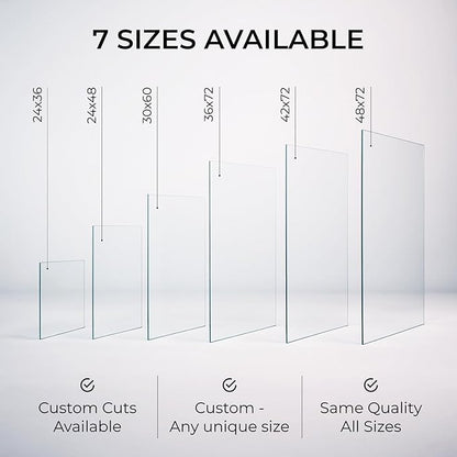 Fab Glass and Mirror Tempered Glass Table Top Custom Cut Rectangle 1/4" Thick Clear Furniture Protector with Flat Polish Edge Eased Corners for Coffee Dining Tables Desks