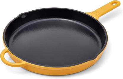 Great Jones King Sear Cast-Iron Skillet (Mustard, 12") | Enameled for Easy Cleaning | Safe for All Stovetops & Ovens | Perfect for Crispy Chicken, Steak & More | Oven-Safe to 500°F | Hand Wash Only