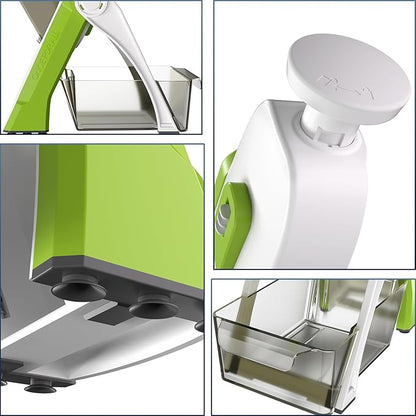 [5 in 1] Mandoline Slicer for Kitchen & Safe Vegetable Chopper & Adjustable Mandoline Slicer. can't Detachable Blade, Vegetable Slicer can Cut Slicing, Strips, Shredding, Dicing, Chop