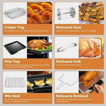 Toaster Oven, 12QT Air Fryer Oven with 12 Pre-set Cooking Menus, Clear Viewing Window, Up to 95% Less Oil for Healthier