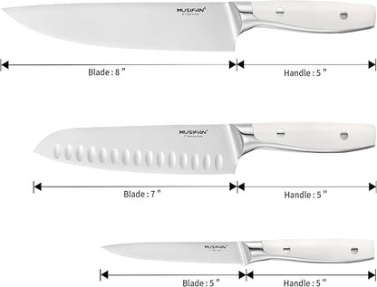 3-Piece Chef Knife Set, Professional Ultra Sharp Kitchen Knives For Cooking High Carbon Stainless Steel, With Ergonomic Handle Design (three)