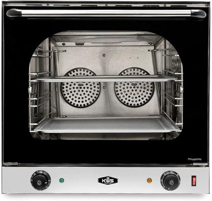 KWS CO-3 1600W Half Size Commercial Countertop Convection Oven, 2 Cu. Ft. - 120V, 4-Tier Toaster w/Front Glass Door, Electric Baking Oven
