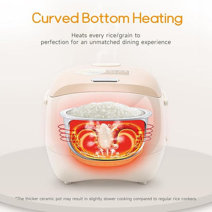 Joydeem Ceramic Rice Cooker, 6 Cups Uncooked Rice Cookers with Pure Ceramic Inner Pot, Healthy & PFOA Free, 3L/3.2 qt, DFB-C300
