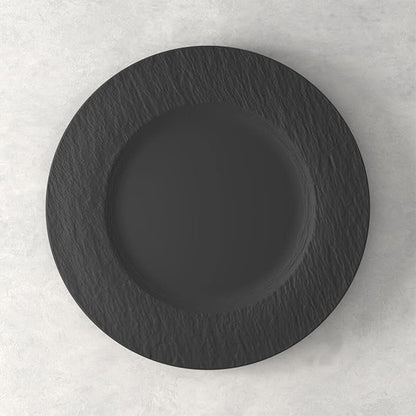 Villeroy & Boch Manufacture Rock 4-Piece Place Setting, Dinner Plate, Salad Plate, Rice Bowl, Pasta Bowl, Premium Porcelain, Made in Germany, Matte Black