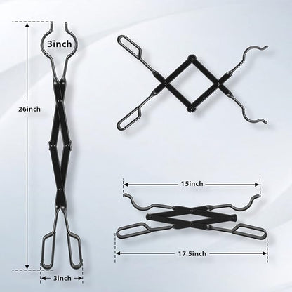 FEED GARDEN 32 Inch Fireplace Poker and 26 Inch Fireplace Tongs Set for Fire Pit Fireplace Tools Accessories Log Grabber Set For Camping Wood Stove Patio Campfire Picnic Indoor Outdoor