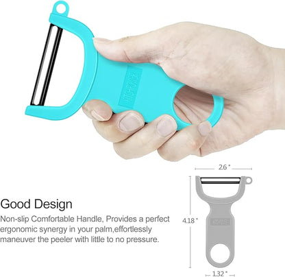 Original Vegetable Peeler, Potato Peelers for kitchen Carbon Steel Blade 3-Pack Grey/Blue/Black
