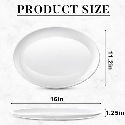 Dandat 12 Pcs Large Serving Platters Oval Trays White Plates Serving Dish for Wedding Party Restaurant Home Steak, Taco, Sushi, Appetizer, Cake (16 Inch)