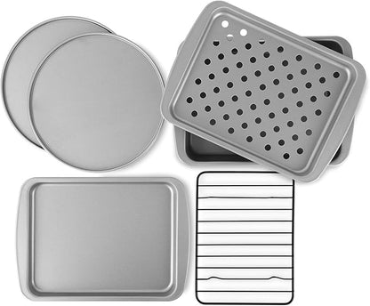 Ovenstuff Personal Size Nonstick Toaster Oven Baking Pan Set, 6 Piece Set