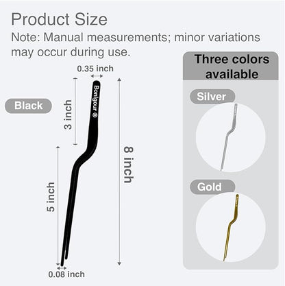 8 Inch Precision Offset Tweezers, Kitchen Culinary Stainless Steel Tongs, Curved Kitchen Cooking Multi-function Chef Precision Tweezer Tongs for Plating, Food Decorating and ect (Black)