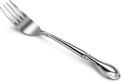 New Star Foodservice 58666 Rose Pattern, 18/0 Stainless Steel, Salad Fork, 6.2-Inch, Set of 12