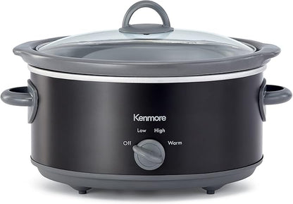 Kenmore 5 Quart Slow Cooker - Crock pot with Programmable Settings,Digital Controls, Large Capacity for Family Meals, Dishwasher-Safe Stoneware, Warm Rice & Sous Vide Stew