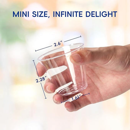 JOLLY CHEF 5 oz 100 Pack Small Clear Disposable Cups, Disposable Plastic Shot Glasses for Parties, Plastic Cocktail Glasses Wedding Tumblers, Perfect for Halloween Thanksgiving Christmas