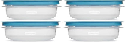 Rubber maid 1.25 Cup Flex & Seal Leak Proof Lids Food Storage Container Set, Teal, Clear Meal Prep Flex Containers, 4 Piece Bundle Set