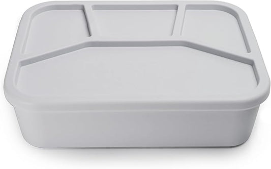 Ullabelle Leak Proof Bento Box Food-Grade Silicone Bento, BPA, Phthalate, Lead, & PVC Free - Bento Lunch Box for Daycare, Kids, & Adults - Leak Resistant Sets With Lids Snack Box Container (Grey 4)
