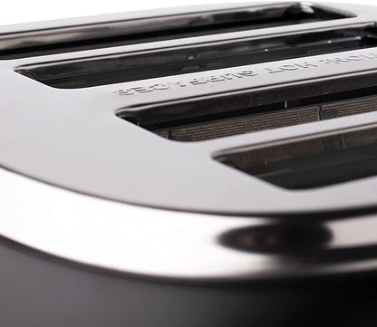 HADEN Heritage 4-Slice Toaster with Extra Wide Slots, 1500-Watt, Black & Copper - Retro Stainless Steel Design with Self-Centering Function, Adjustable Browning Control & Removable Crumb Tray