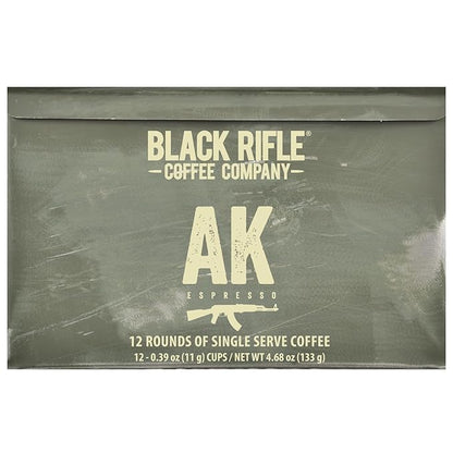 Black Rifle Coffee Company AK Espresso, 12 Count, Medium Roast K Cups - Single Serve K Cups Coffee Pods - Kcup Pods Compatible with Keurig 1.0 & 2.0 - Made from Arabica Beans