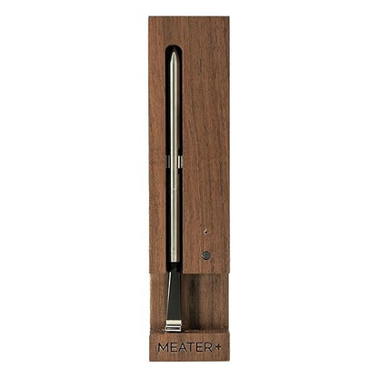 MEATER Plus: Smart Bluetooth Wireless Meat Thermometer Digital (Walnut) | BBQ, Grill, Oven, Smoker, Air Fryer, Kitchen | Perfect for Steak, Chicken, Turkey, and More | Delicious Recipes in App