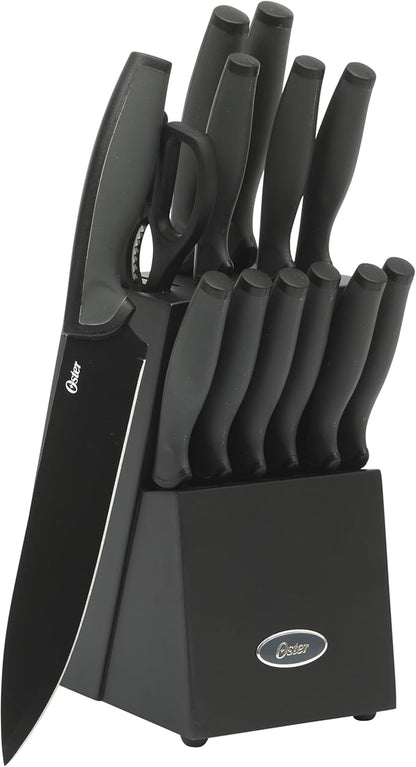 Oster Slicecraft 14 Piece High Carbon Stainless Steel Knife Block Cutlery Set - Black- Cuchillos Para Cocina