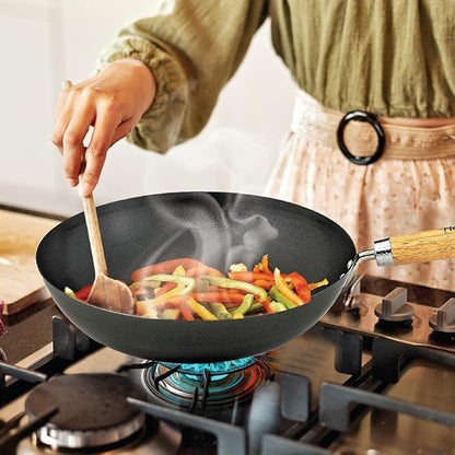 Helen's Asian Kitchen Wok, Non-Stick Xylan with Bamboo Handle, 12-Inches