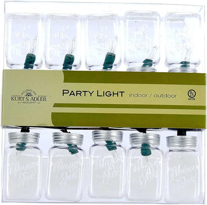 Kurt Adler UL 10-Light Clear Mason Jar Light Set