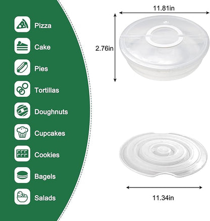 Aufind 12" 2 Pack Pie Carrier with Lid and Handle, Reusable Food Storage Containers for Pies, Cheesecake, Pizza, Nuts Fruit