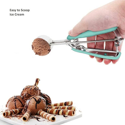 Ice Cream Scoop, Cookie Scoop, 4 Tbsp/ 60 ml/ 2 oz Cookie Scoops for Baking, 18/8 Stainless Steel Cookie Scooper for Baking, Ice Cream Scooper with Trigger Release, Cookie Dough Scoop (Mint)
