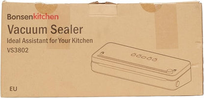 Bonsenkitchen Vacuum Sealer Machine, Multi-Functional Food Sealer with Built-in Cutter & Bag Storage, High-Speed Continuous Working with Globefish Technology, Includes Vacuum Bags & Roll Bag, Black