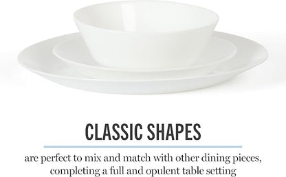 Martha Stewart Opalton 18-Piece Dinnerware Set – Chip and Break Resistant Opal Glass Plates and Bowls, Lightweight White Dinner Set for 6, Microwave and Dishwasher Safe