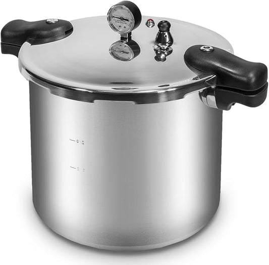 Barton 22-Quart Pressure Canner Pressure Cooker Pressure Gauge with Rack, Induction Compatible, Steam Canner Polished 22 QT Stovetop Pot