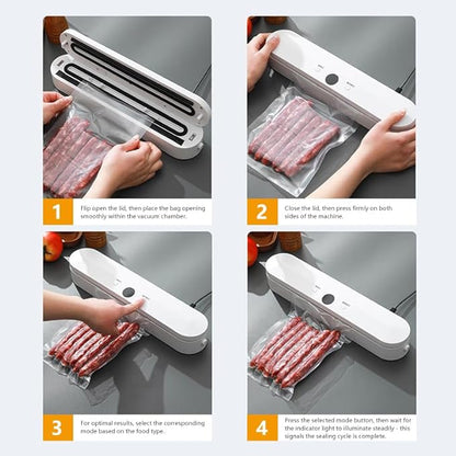 FIRE HIVE Vacuum Sealer Machine for Food, Dry & Moist Mode, 60KPa Strong Suction, 22s Fast Sealing, Compact Automatic Sealing Machine, 11" Wide Seal Strip, Includes 10 Sealer Bags