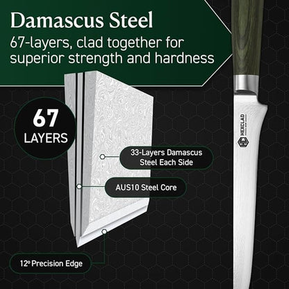 HexClad Boning Knife, 6-Inch Japanese Damascus Stainless Steel Blade, Pakkawood Handle