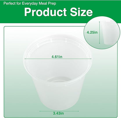 Deli Food Containers with Lids 24 oz-60 Pack Meal Prep Containers Food Storage Containers with Lids Stackable, Leakproof, BPA Free, Microwave Dishwasher Freezer Safe for Takeout Meal
