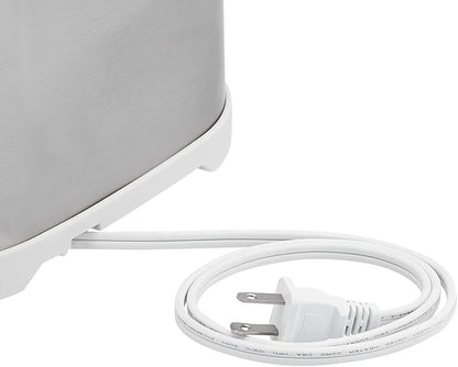 Amazon Basics 2 Slice Cool Touch Stainless Steel Toaster with 7 Browning Settings, Extra Wide Slots (for Bagels, Waffles, Specialty Breads), Removable Crumb Tray, Cancel Button, 800W, Brushed Silver