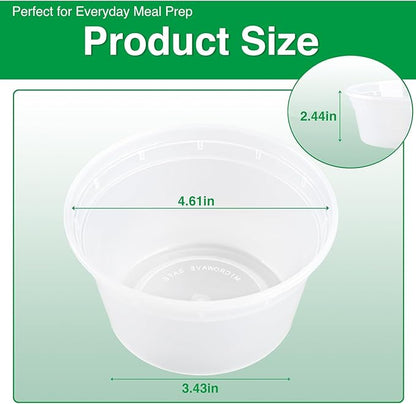 Deli Food Containers with Lids 12 oz-50 Pack Meal Prep Containers Food Storage Containers with Lids Stackable, Leakproof, BPA Free, Microwave Dishwasher Freezer Safe for Takeout Meal