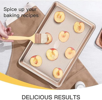 Nonstick Baking Sheet Pan Set of 3, Heavy Duty Cookie Sheets for Oven, 0.6mm Thick Quarter Size & Half Size & Jelly Roll Pan, Rustproof & Easy Clean with Textured Surface(Pink)