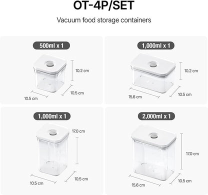 VAKUEN Premium Airtight Food Storage Containers 4-piece/Set, BPA Free, 100% Leak Proof, Keep food fresh up to 5 times longer than non-vacuum storage