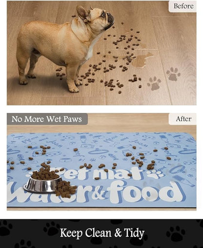 Pet Feeding Mat-Absorbent Dog Mat for Food and Water Bowl-No Stains Quick Dry Water Dispenser Mat-Dog Accessories Pet Supplies-Bowl for Messy Drinkers（PAW,16"x24"