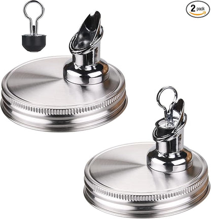 Mason Jar Pour Spouts. free flow Mason Jar Pour Spouts, for spout mason jar wide mouth 86 mm dispenser germination cover. Suitable for any liquid，jars not included (2 stainless steel Silver)