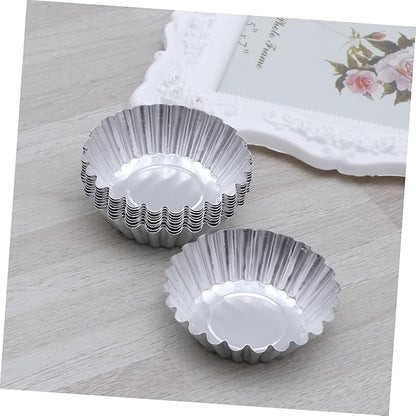 GLEAVI 30pcs Aluminum Alloy Egg Tart Molds Tart Tins for Baking Reusable Tartlet Pans Non Stick Coating