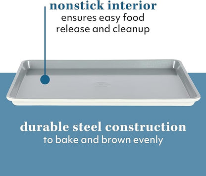 Sur La Table Kitchen Essentials Bake Sale Large 18 X 13 Inch PFA Free Ceramic Nonstick Cookie/Baking Sheet - Linen White