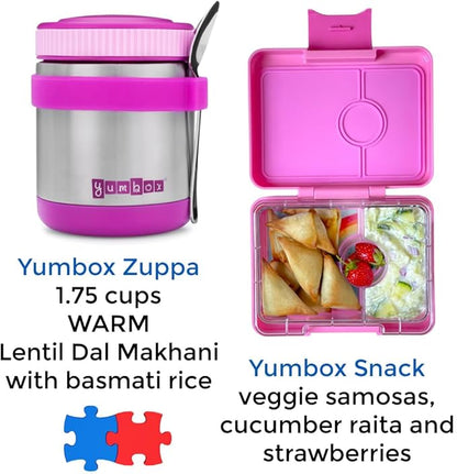 Yumbox Zuppa Leak-Proof Insulated Food Jar, 14 oz (1.75 cups), Triple Insulated Stainless Steel, Keeps Food Hot for 6 Hours, Cold for 12 Hours, Wide Mouth with Removable Utensil Band, Bijoux Purple