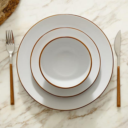 Stone Lain Brasa Modern Stoneware 16 Piece Dinnerware Sets, Plates and bowls Sets, Dish Set for 4, White